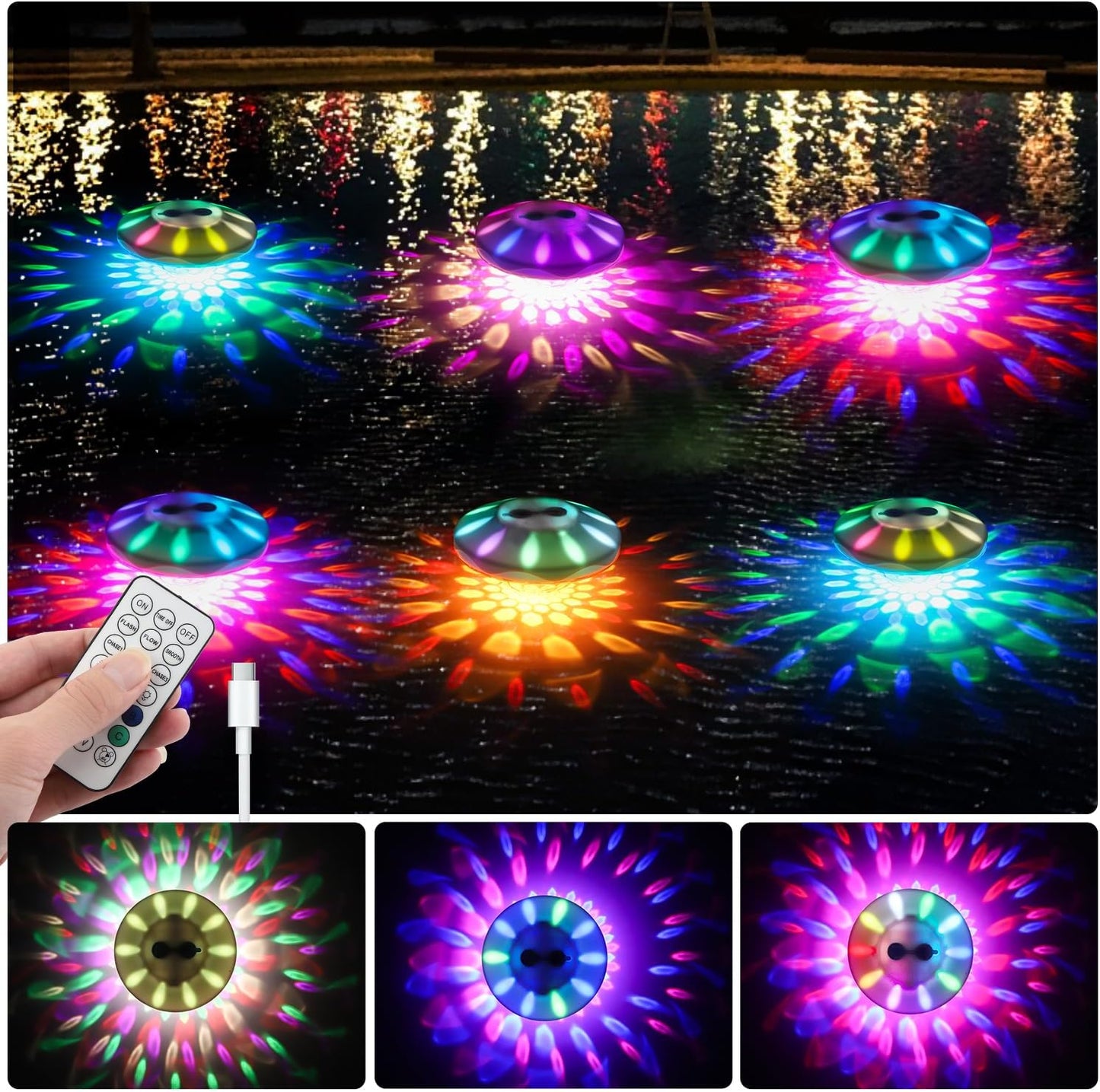 Floating Pool Lights with 6 Dynamic Effects for Any Occasion