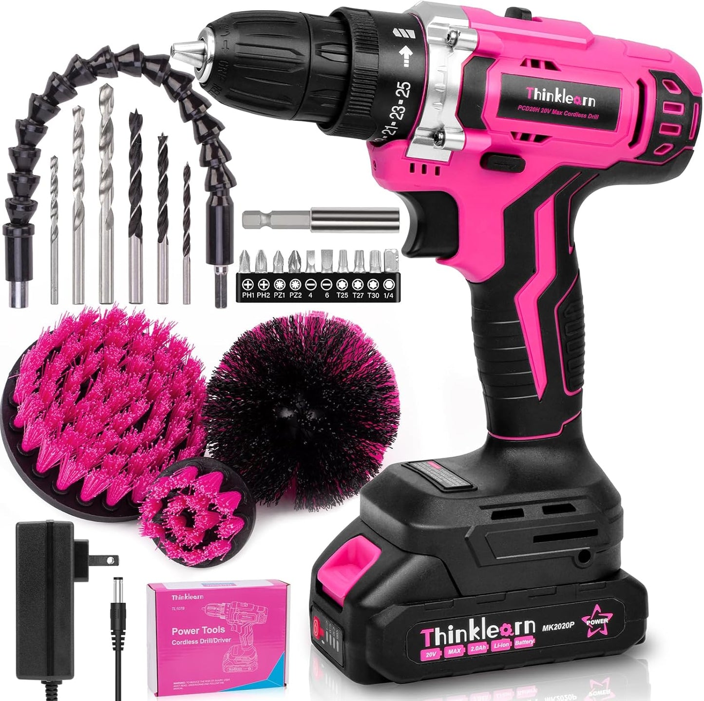 20V Pink Cordless Drill Set for Home Repair and DIY Projects