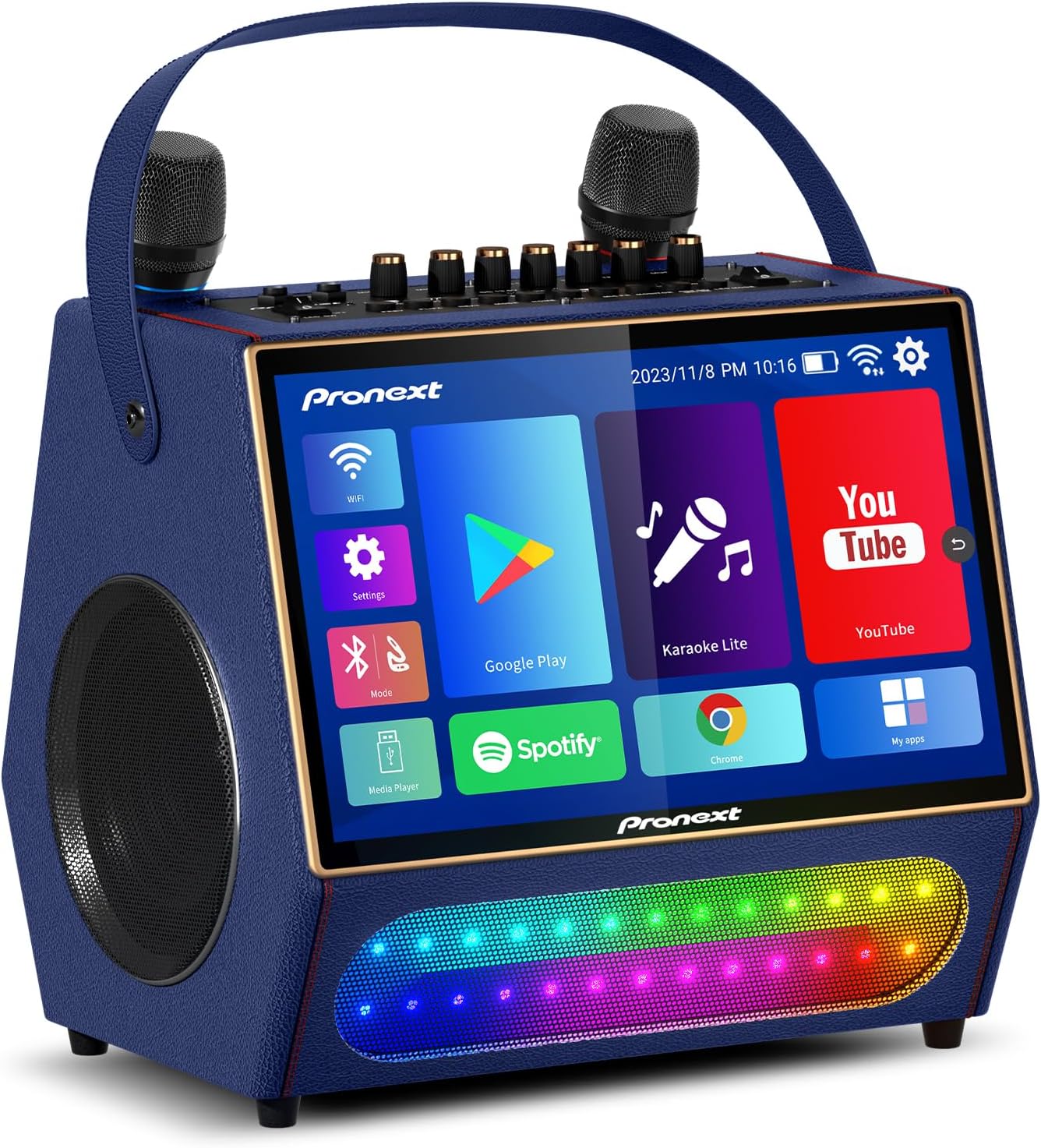 PRONEXT Karaoke Machine with Touch Screen and Bluetooth Mics