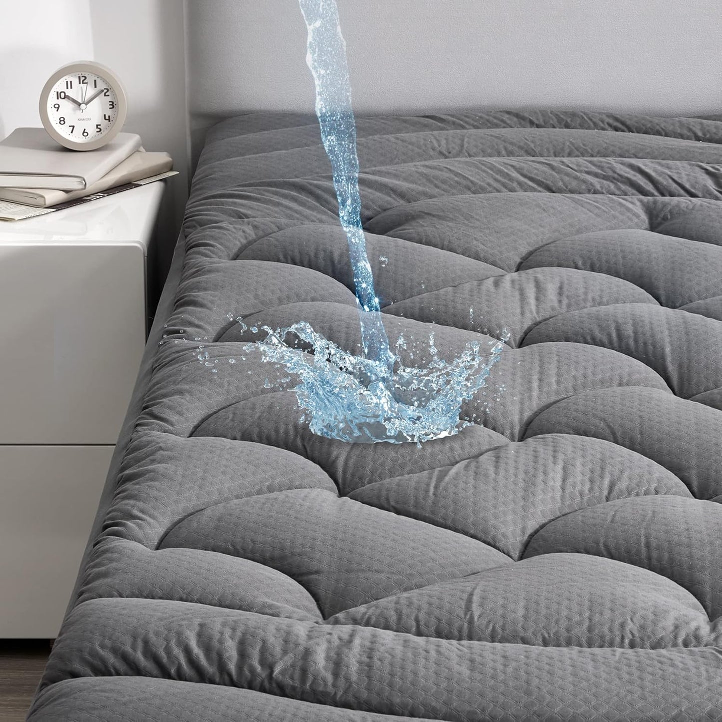 Premium Grey Waterproof Mattress Pad for California King Beds
