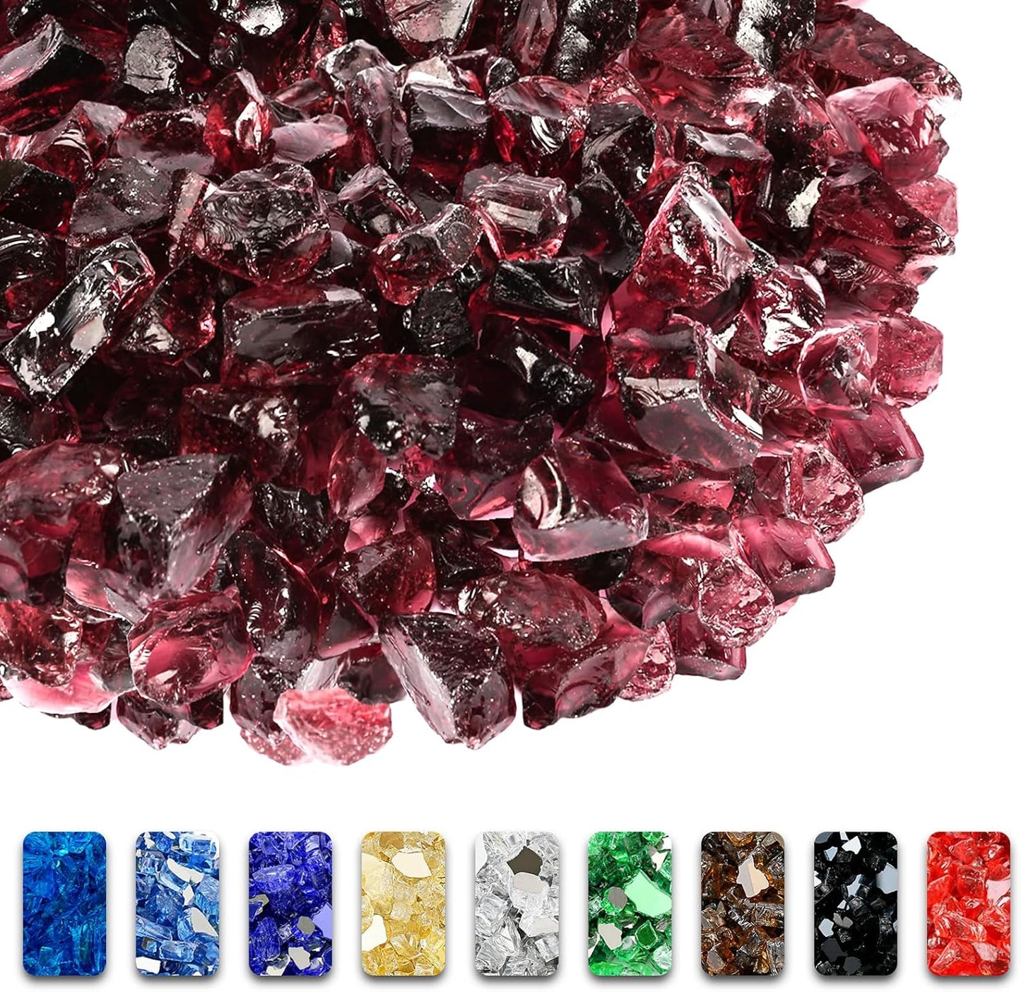 Grisun Wine Red Fire Glass for Indoor and Outdoor Firepits