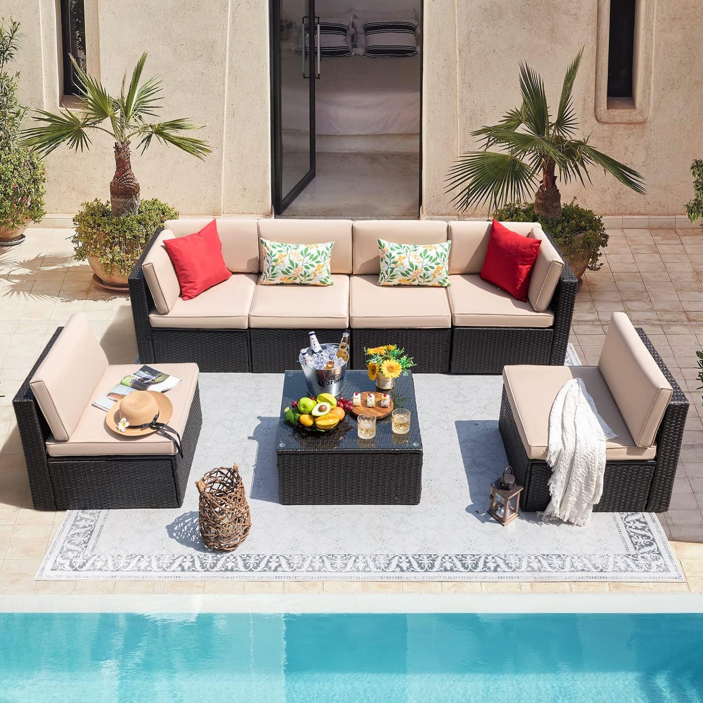 Devoko 7 Pieces Outdoor Sectional Sofa Set for Ultimate Comfort