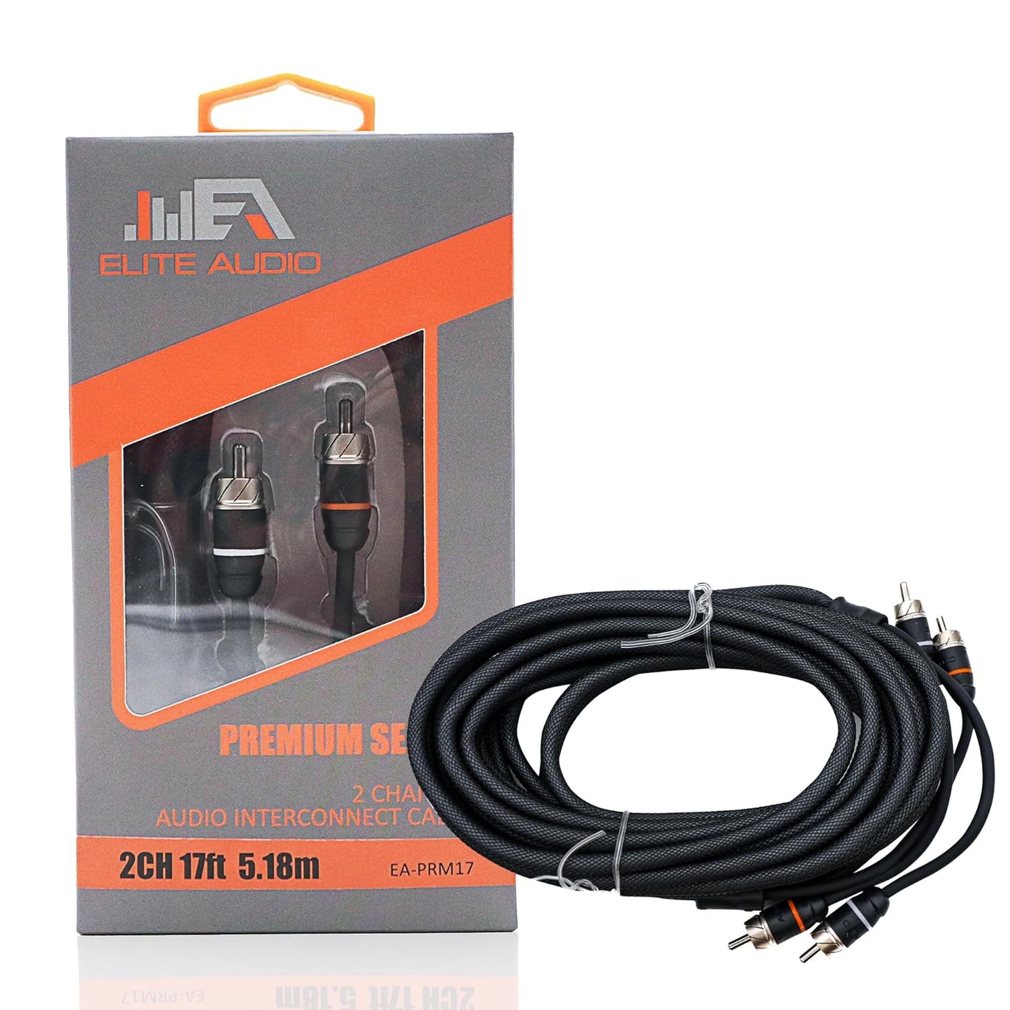 Elite Audio Premium 17ft 2-Channel RCA Cable for Superior Sound