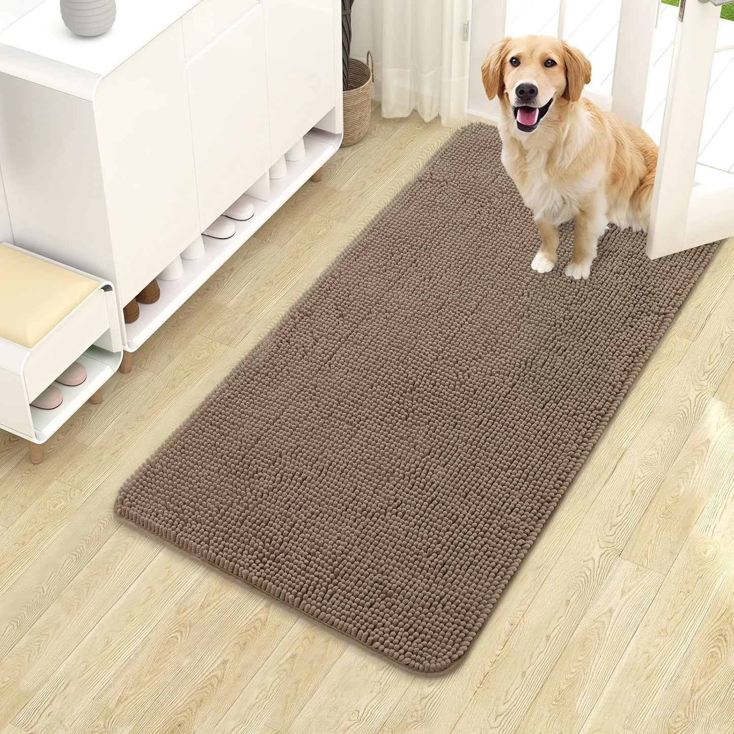 OLANLY Dog Door Mat for Muddy Paws - Absorbent Chenille Mat
