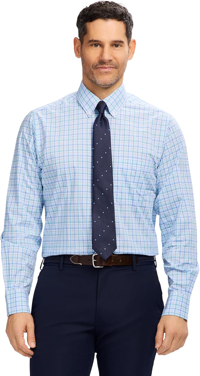 IZOD Men's Dress Shirt Regular Fit Long Sleeve Wrinkle Free