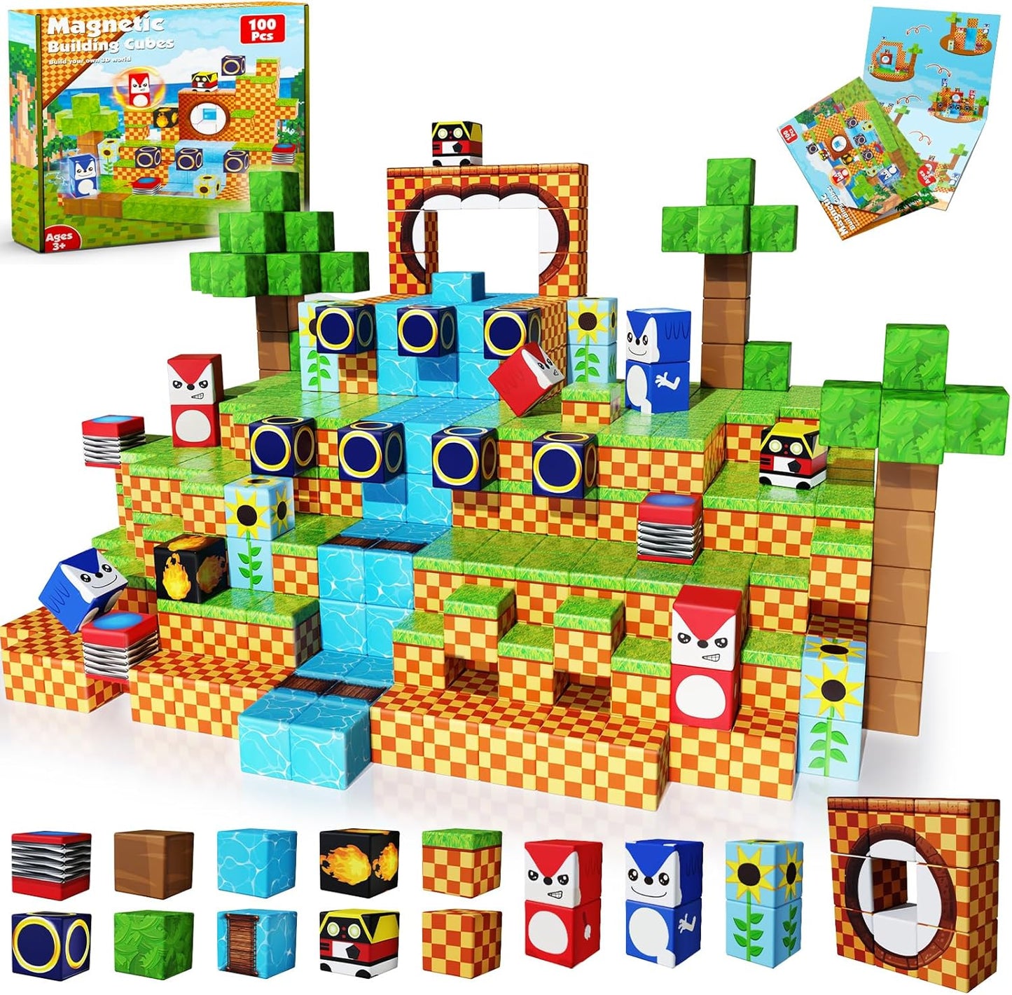Magnetic Blocks 100PCS Building Set for Kids Ages 3-10 Fun