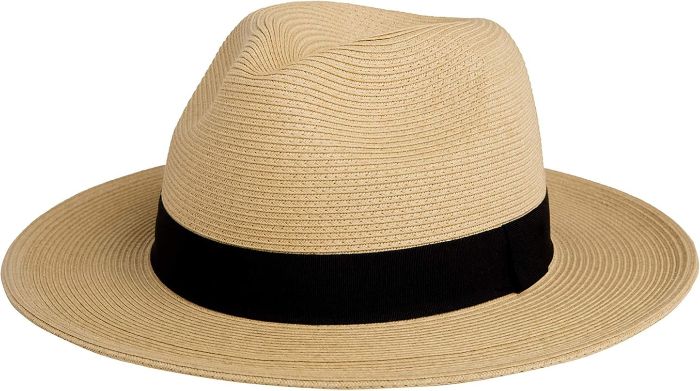 Pineapple&Star Sun Straw Fedora Beach Hat with UPF 50+ Protection