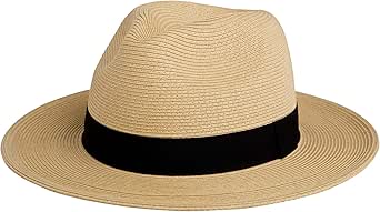 Pineapple&Star Sun Straw Fedora Beach Hat with UPF50+ Protection