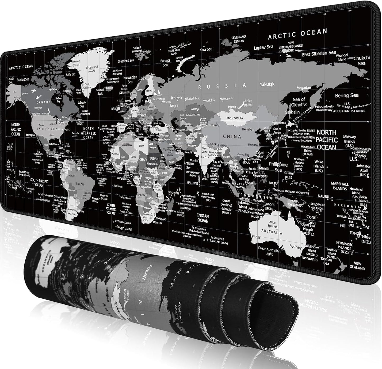 XL World Map Gaming Mouse Pad, Waterproof, Non-Slip Base - KMLVILE
