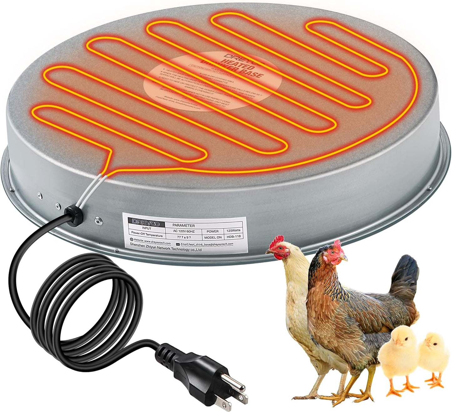Heated Chicken Waterer Base 125W for Winter