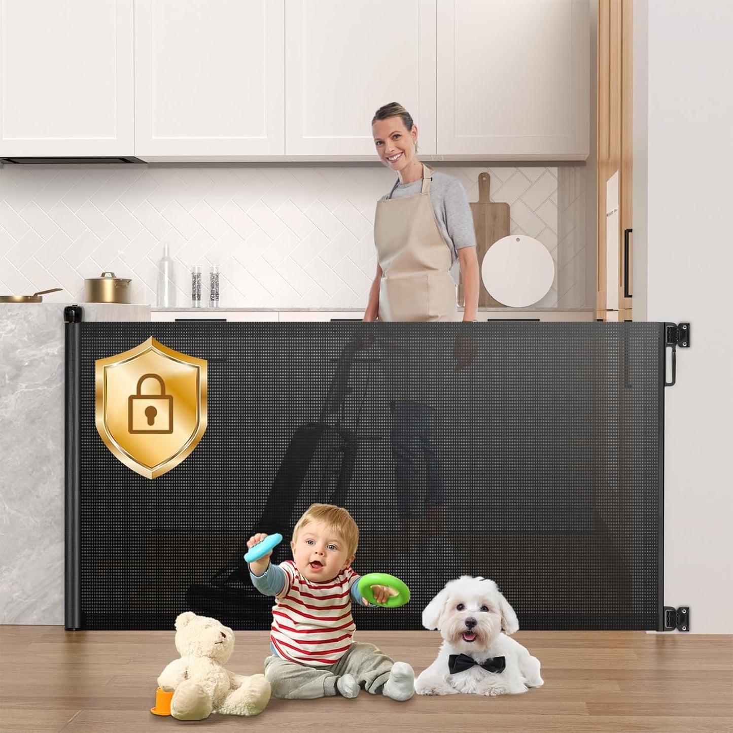 Retractable Baby Gate for Kids or Pets - Extra Wide Safety Gate
