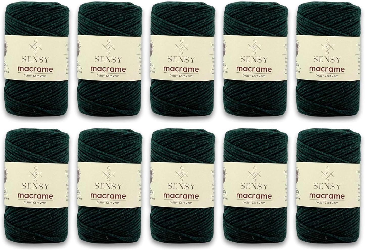 10 Skeins of Sensy Premium 2mm Recycled Cotton Macrame Cord