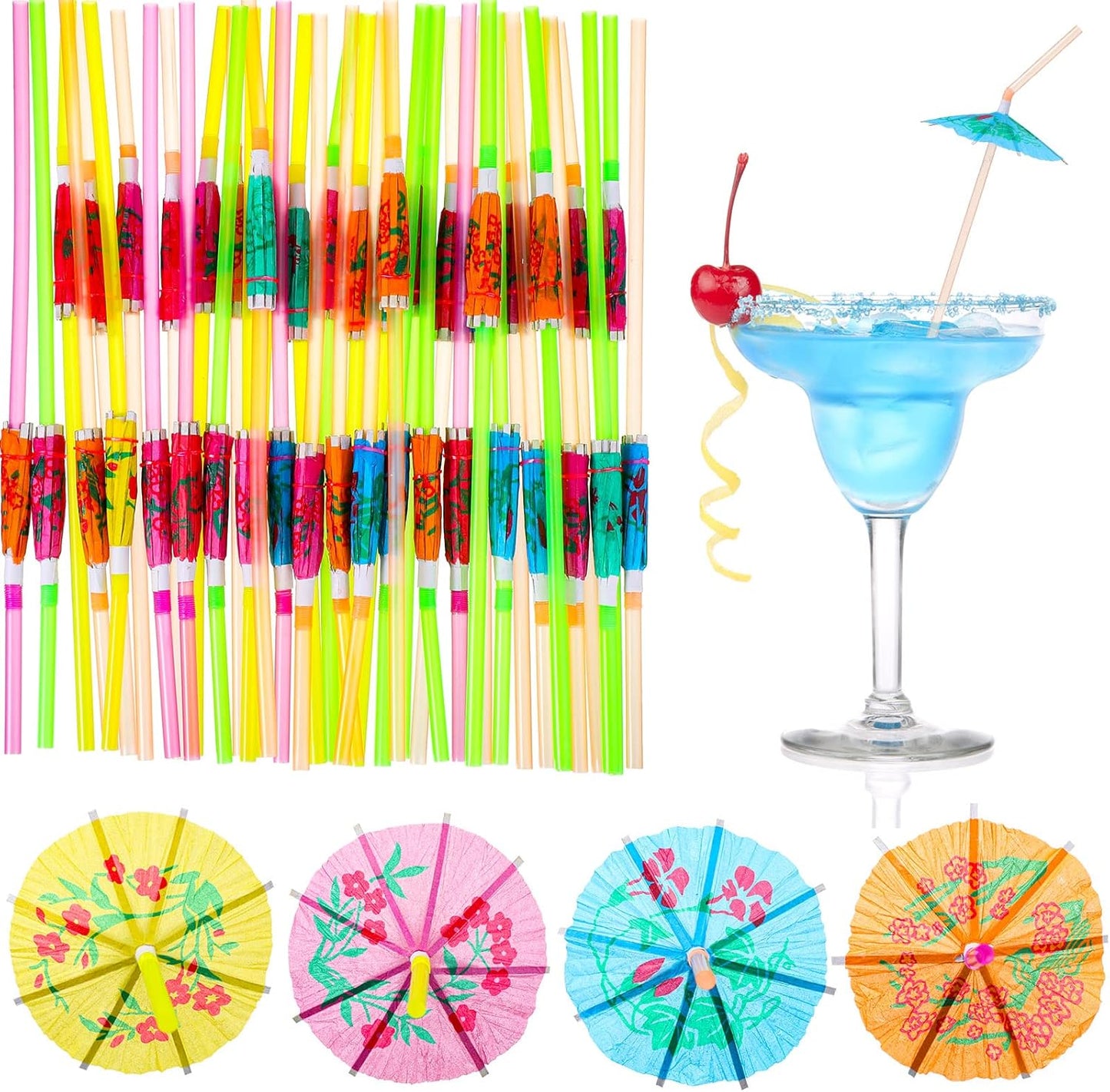 500 Luau Party Cocktail Umbrella Straws