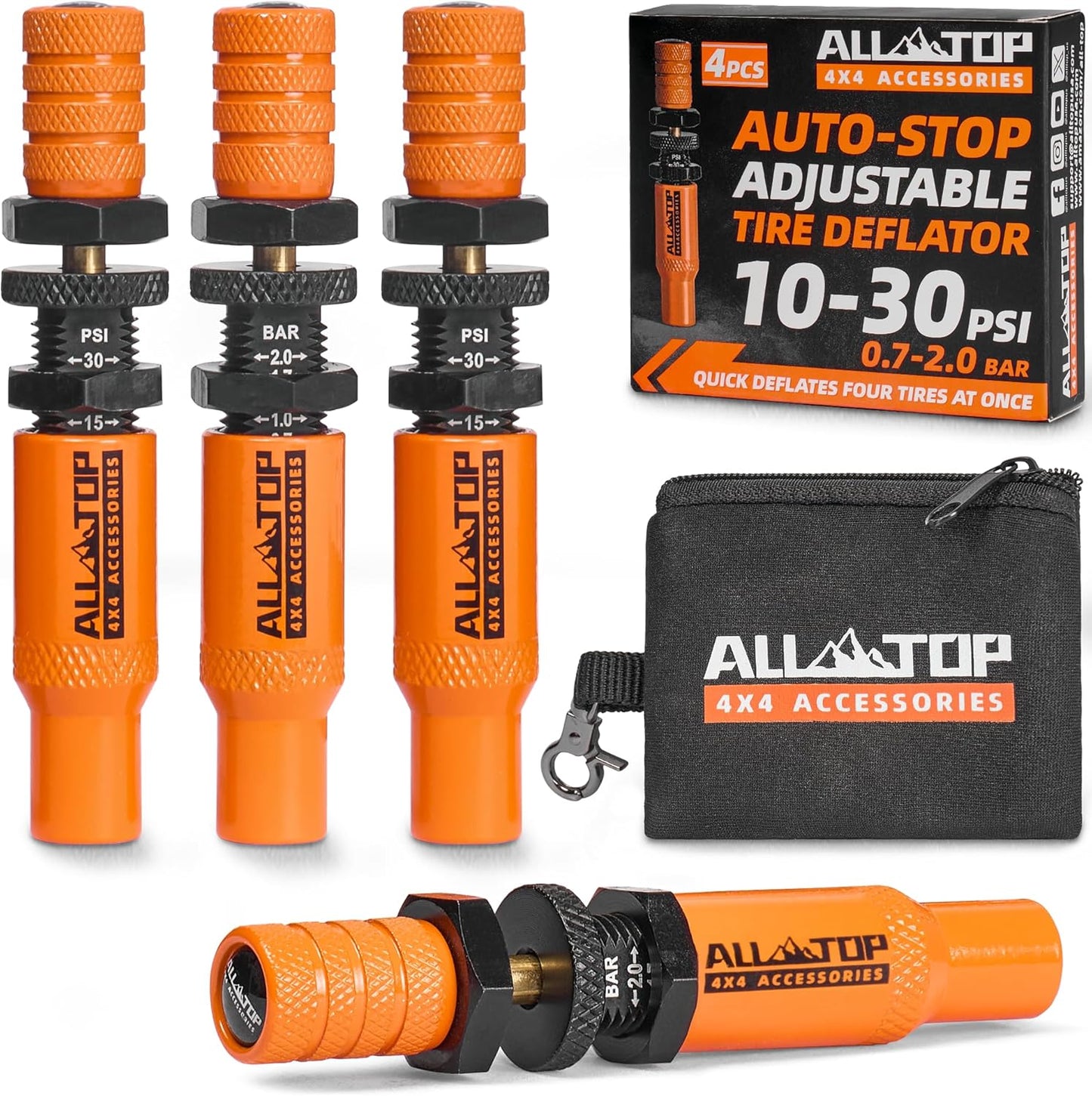 ALL-TOP Adjustable Auto-Stop Tire Deflator Kit for Offroad Use