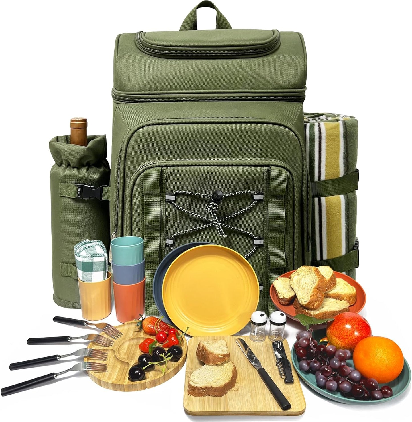 Hap Tim Picnic Basket Backpack for 4 with Insulated Cooler