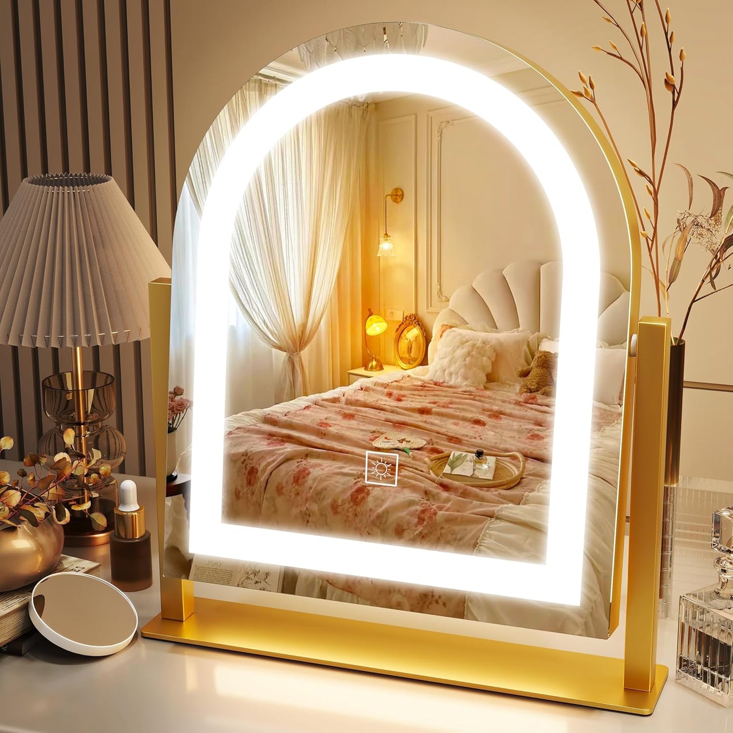 Lighted Makeup Mirror with 3-Color Dimmable Lighting for Beauty