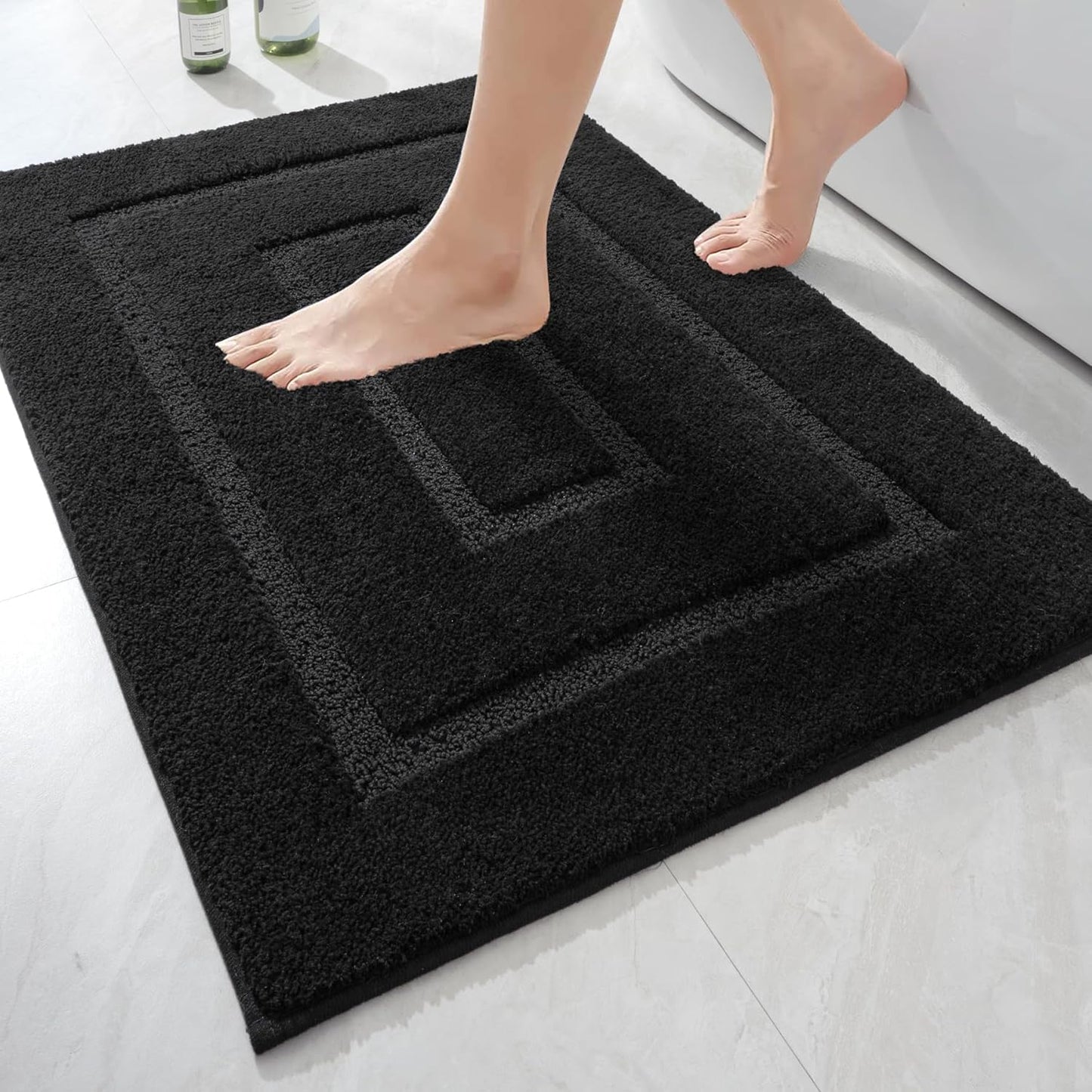 HOMORE Black Bathroom Rug 24x36 Inch Soft Absorbent Microfiber