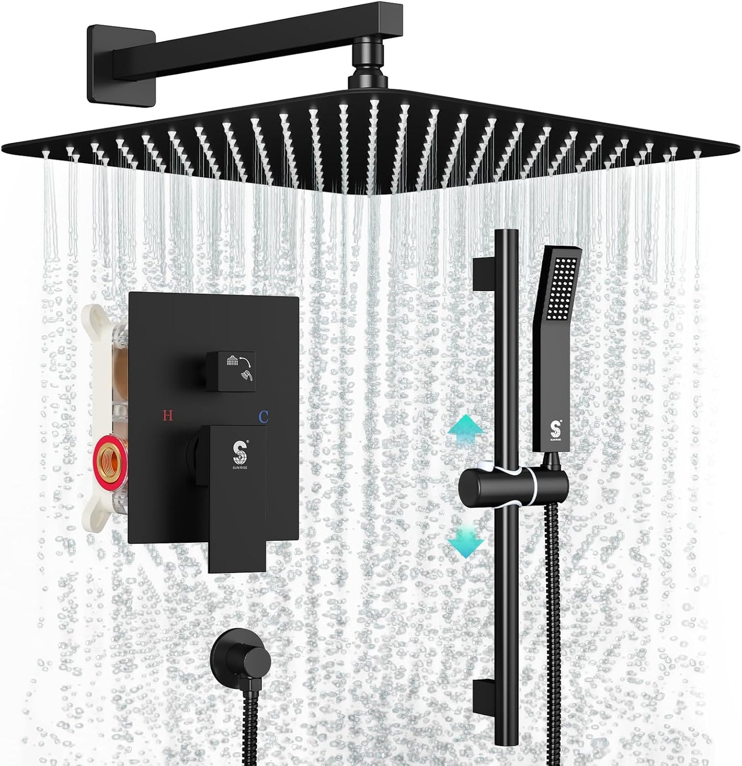 Luxury High Pressure Shower System with Slide Bar and Handheld Spray