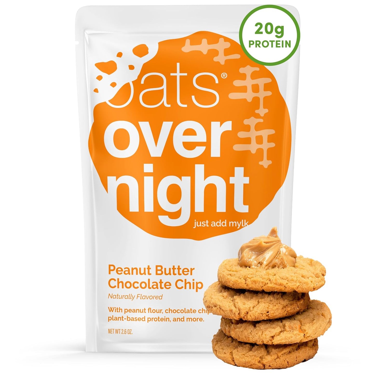 Oats Overnight Peanut Butter Chocolate Chip Vegan Oatmeal Shake