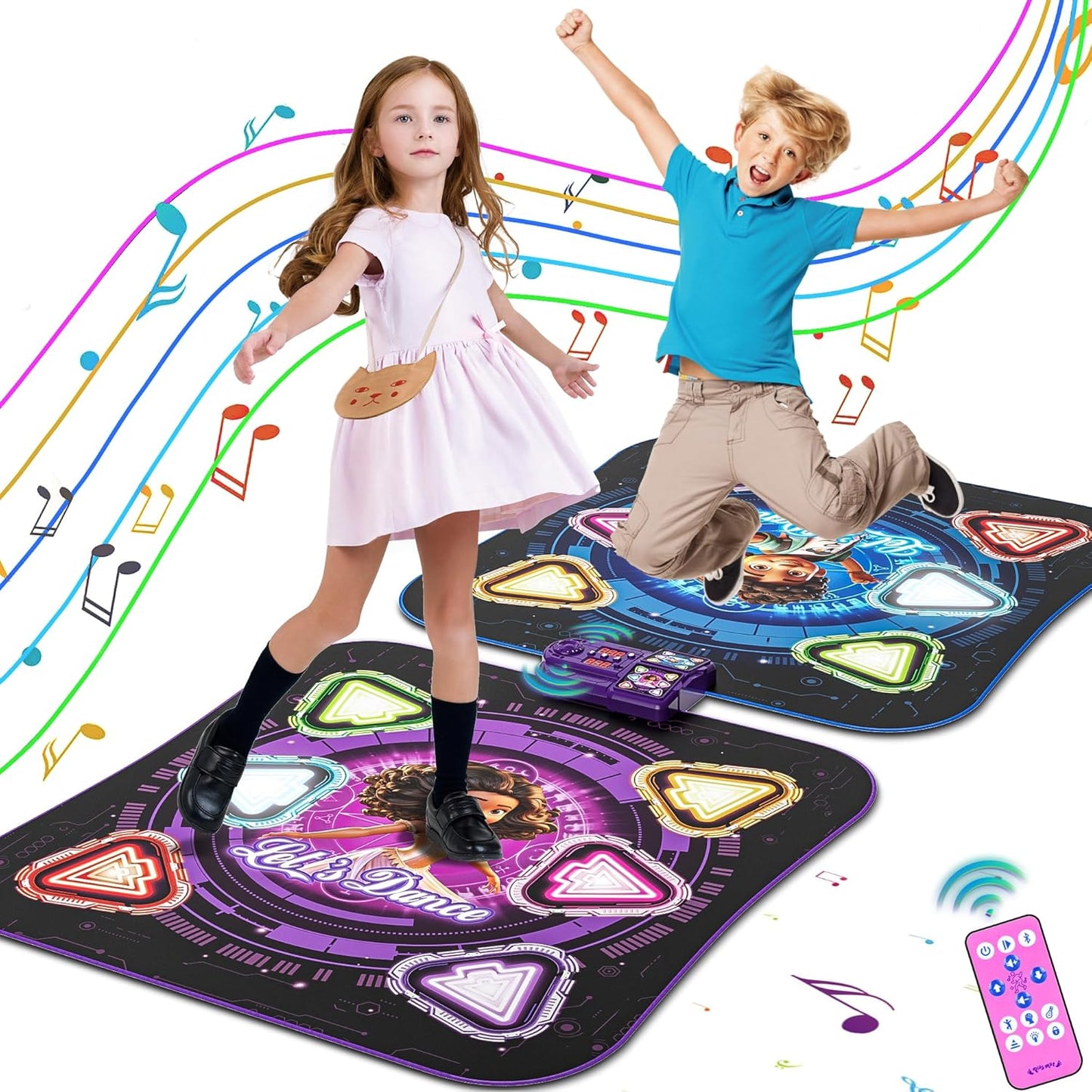 Double Dance Mat for Kids with Light-up Features and Modes