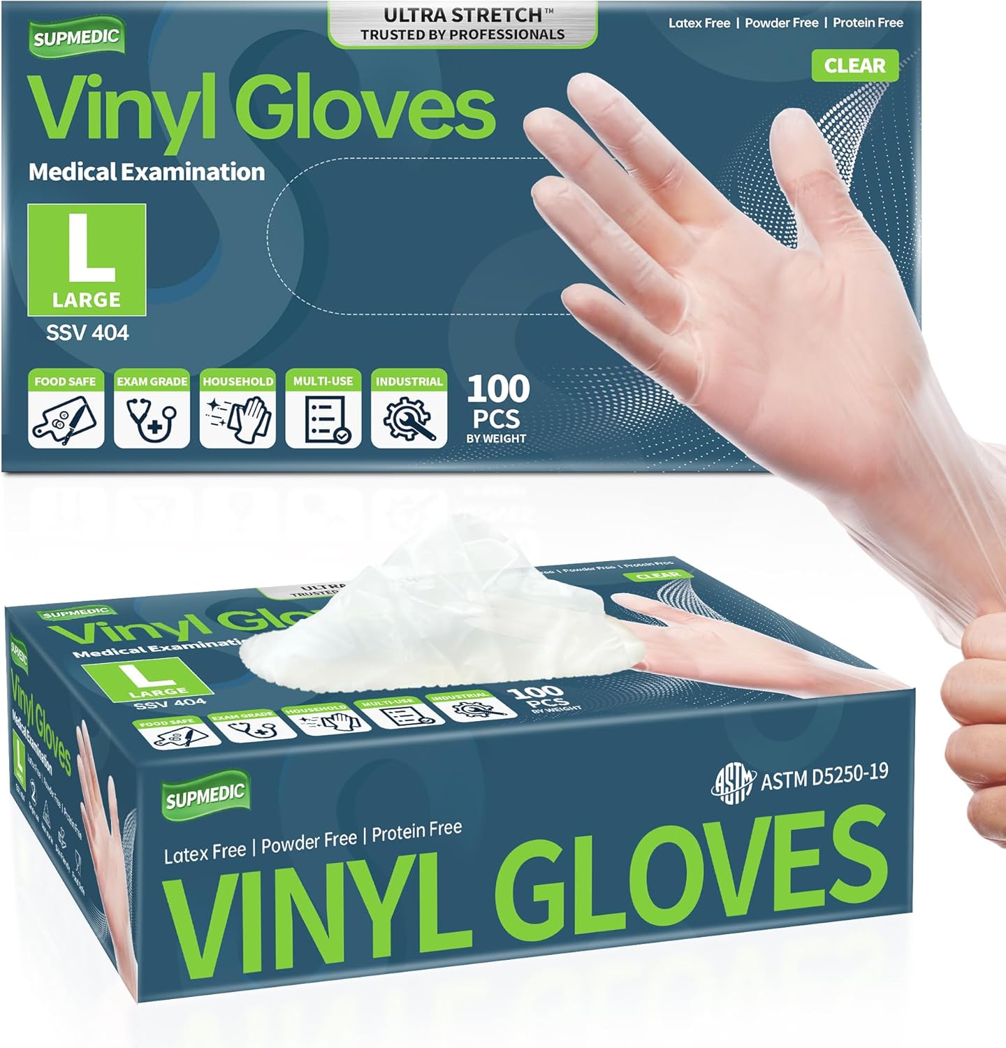 Supmedic 100 Pcs Vinyl Exam Gloves: Food Safe & Disposable