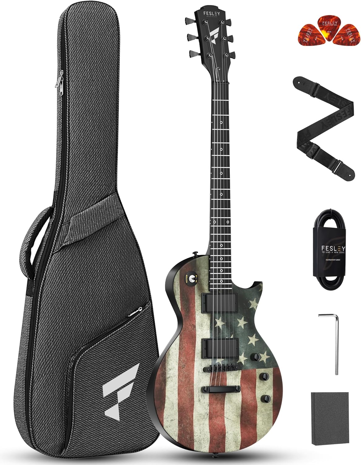Fesley Full Size LP Electric Guitar Kit: Beginner Friendly with Humbuckers!