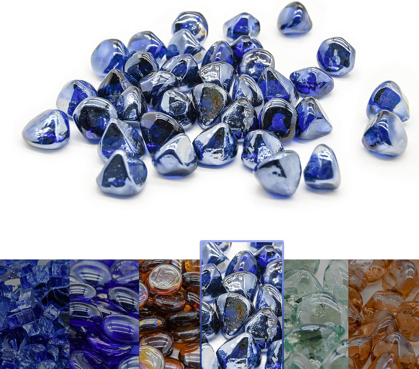 GasSaf 20-Pound Cobalt Blue Fire Glass for Fire Pits & Decor