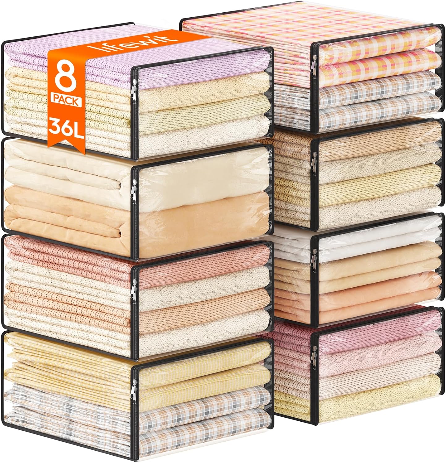 Lifewit 36L Clear Sheet Storage Bags for Clothing and More