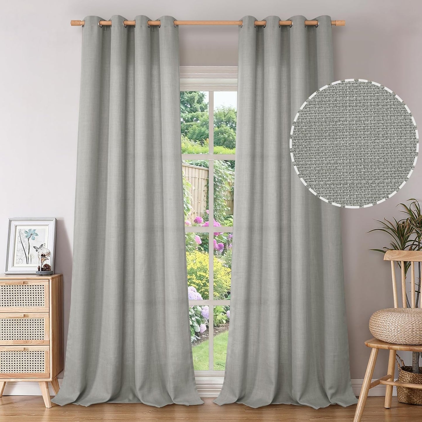 BGment Faux Linen Curtains 96 Inches Long for Living Room