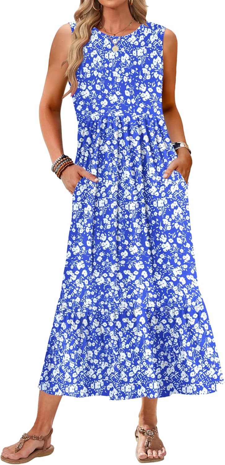 AUSELILY Womens Summer Dresses 2025 Casual Flowy Maxi Dress