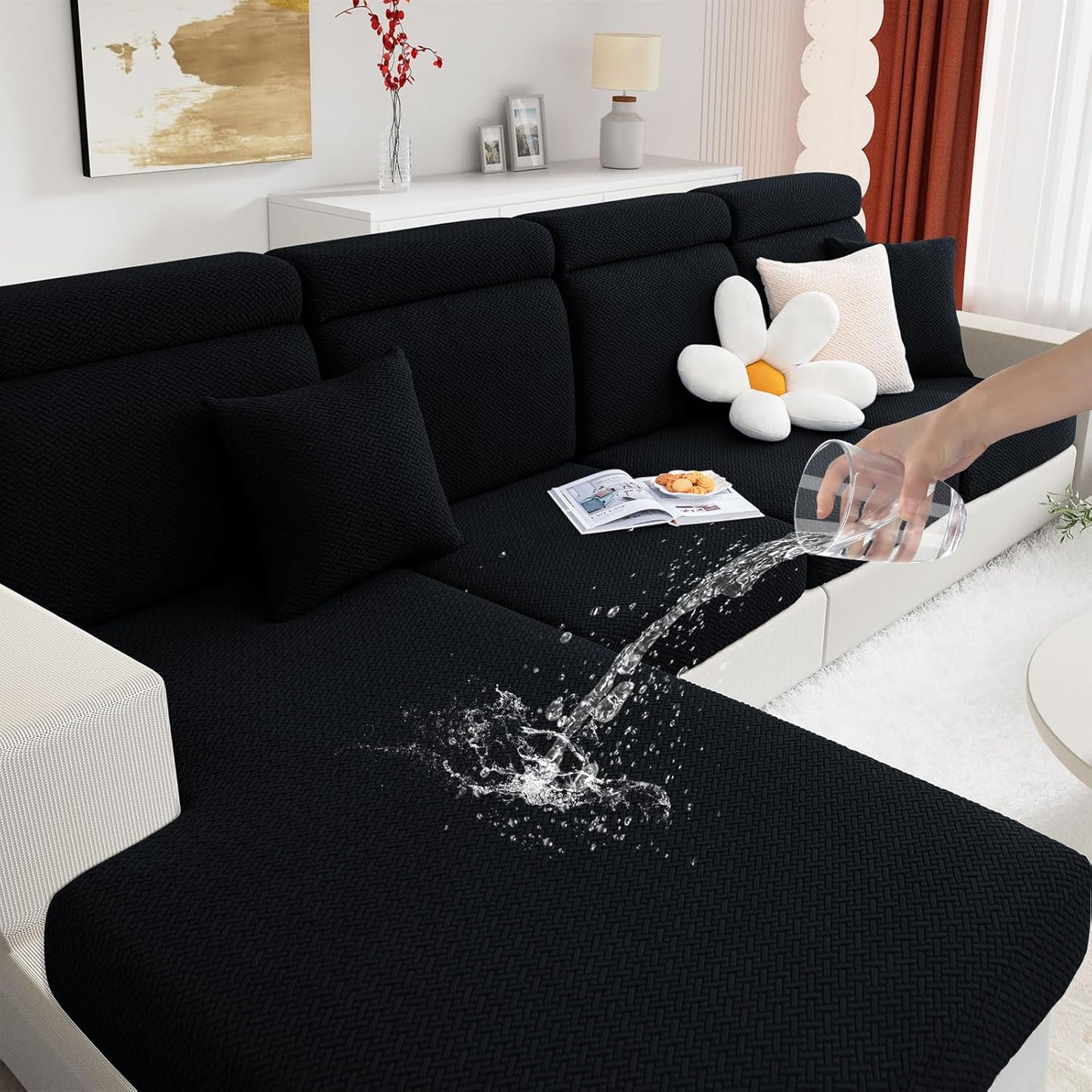 hyha Waterproof Sectional Couch Cushion Covers for Pets and More