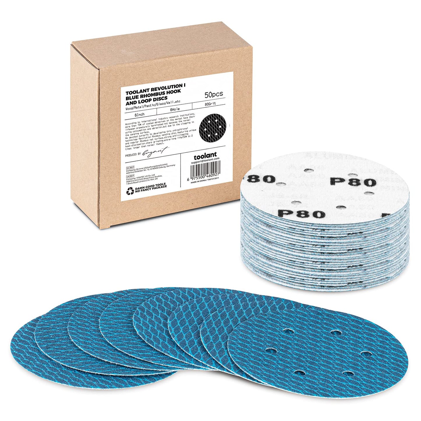 Revolutionary 80 Grit Sanding Discs 50Pack by toolant