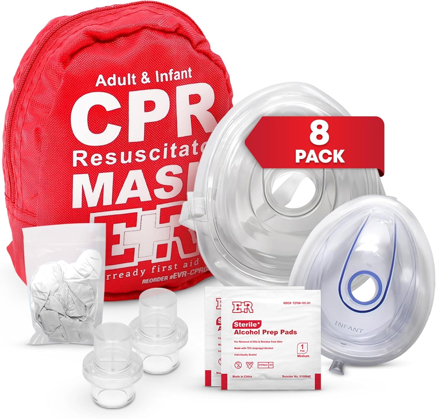 Adult and Infant CPR Mask Combo Kit 8-Pack for Emergencies