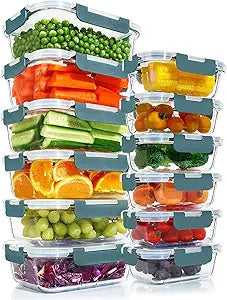 KOMUEE Glass Meal Prep Containers Set - 12 Packs for Storage