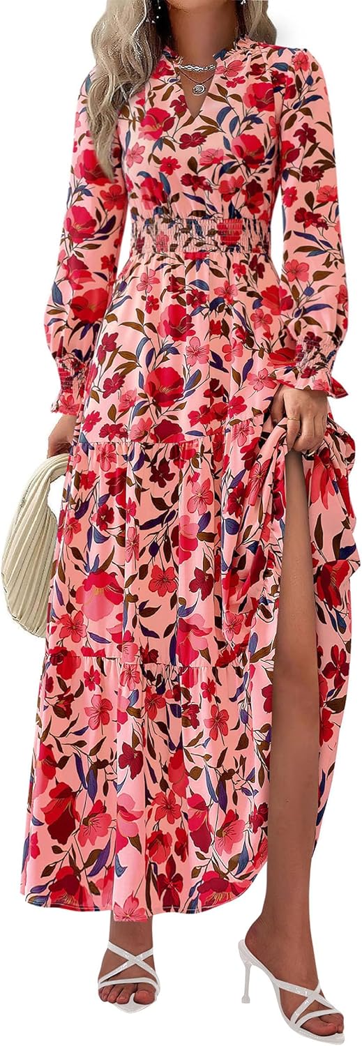 PRETTYGARDEN Women's Floral Maxi Dress for Fall Events