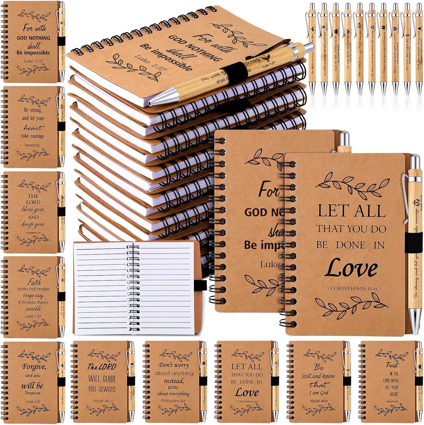 Christian Inspirational Journal & Pen Set by Booson: Encouraging Bible Verses & Prayers