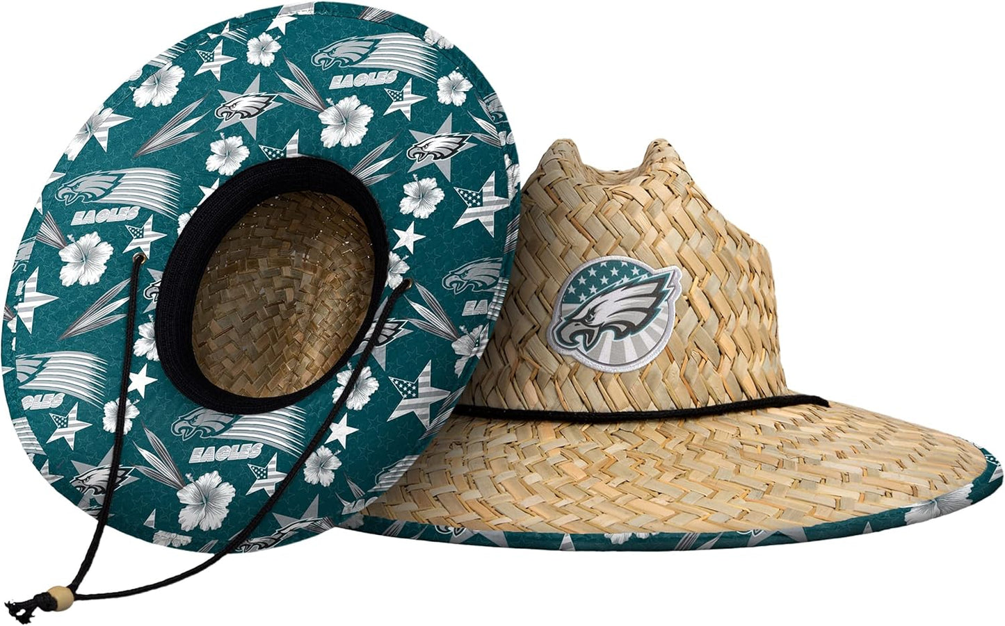 FOCO Men's NFL Team Logo Floral Lifeguard Beach Straw Sun Hat