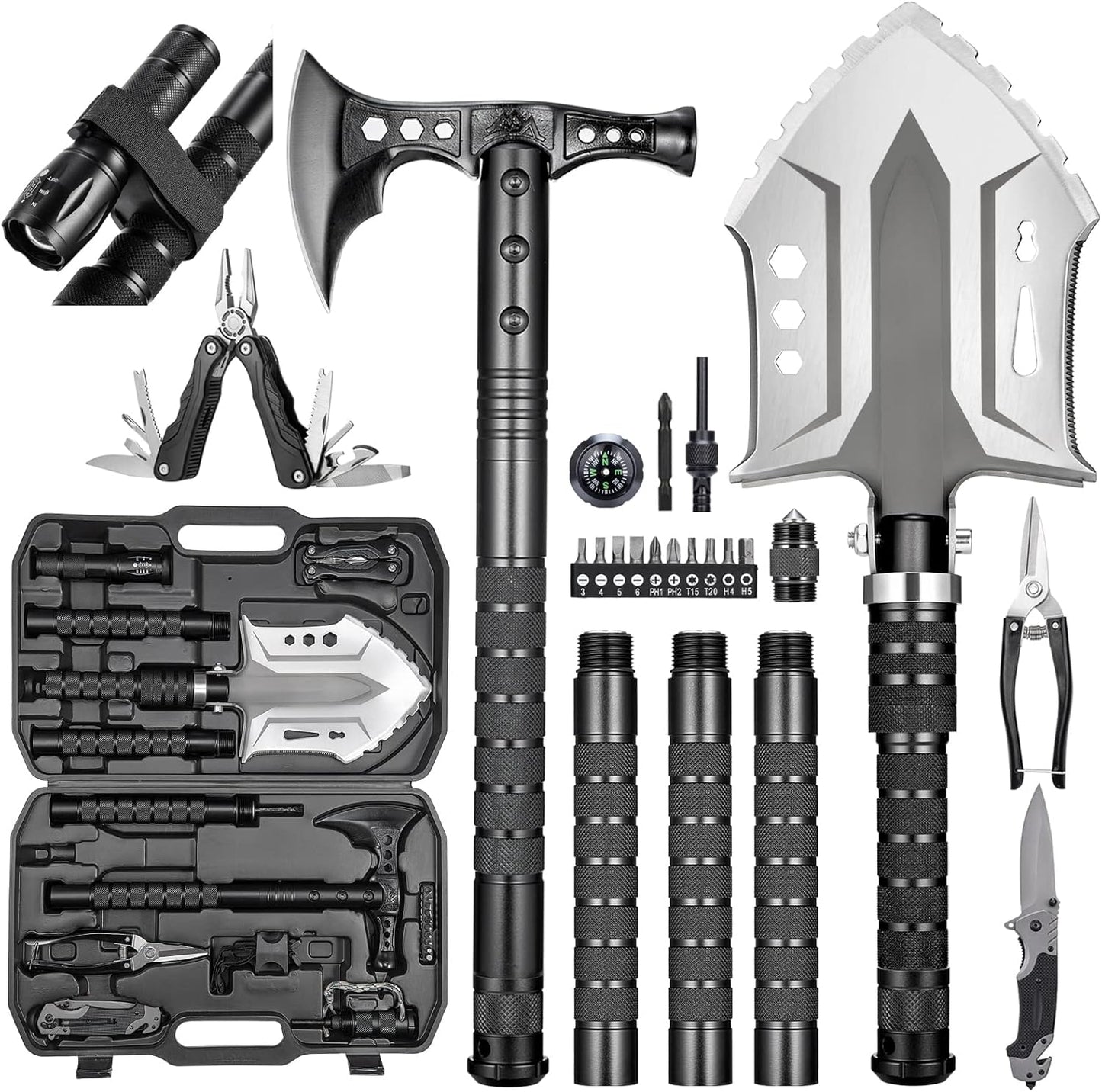 Compact Survival Tool: HUZSV Camping Shovel Axe