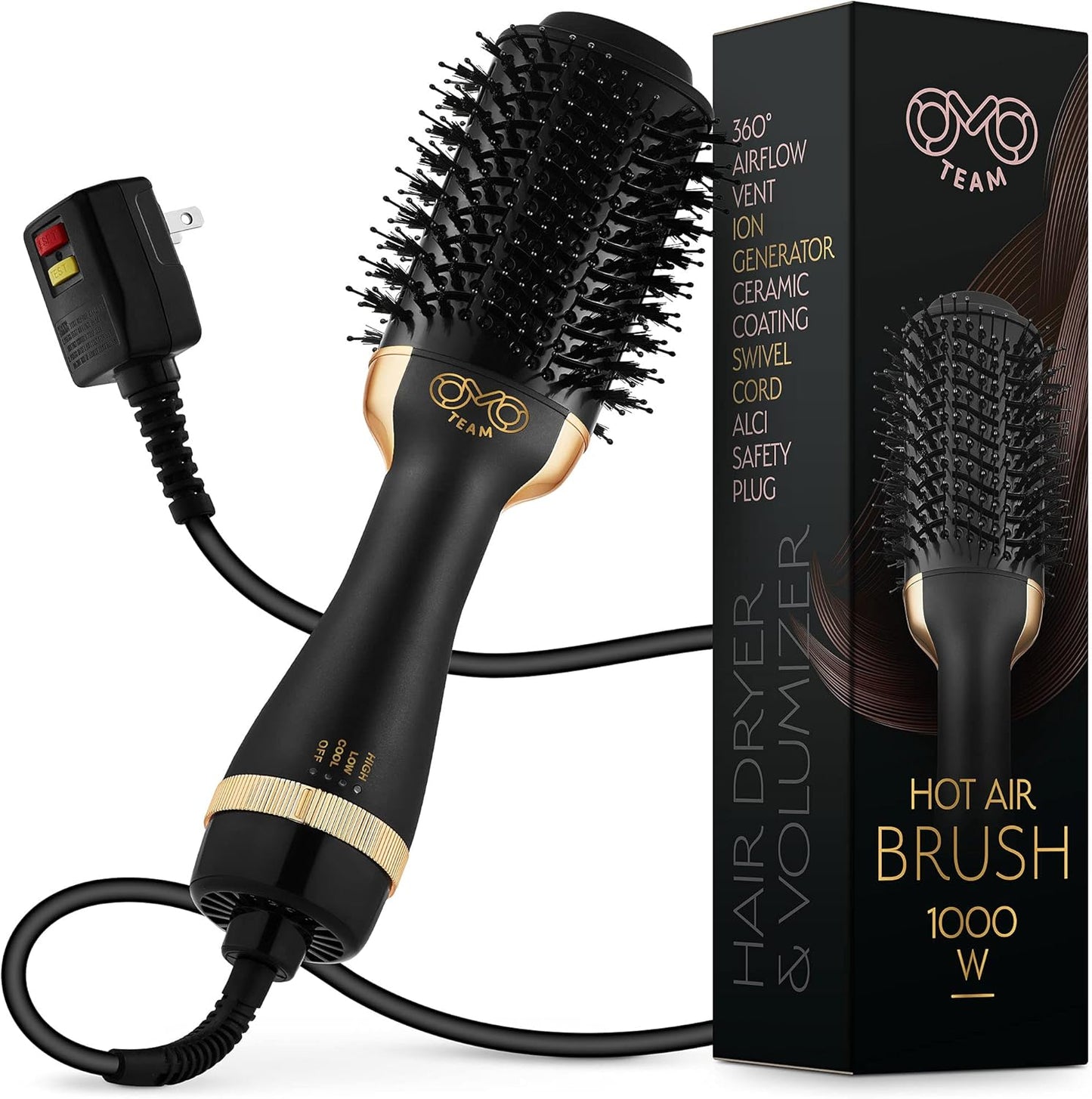 Voluminous Black Gold Blowout Brush by OMOteam