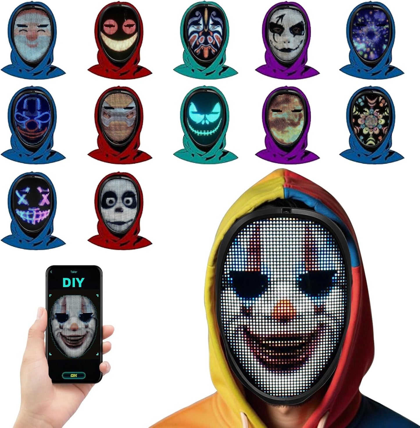 DIY LED Mask with Gesture Sensing for Kids and Teenagers Fun
