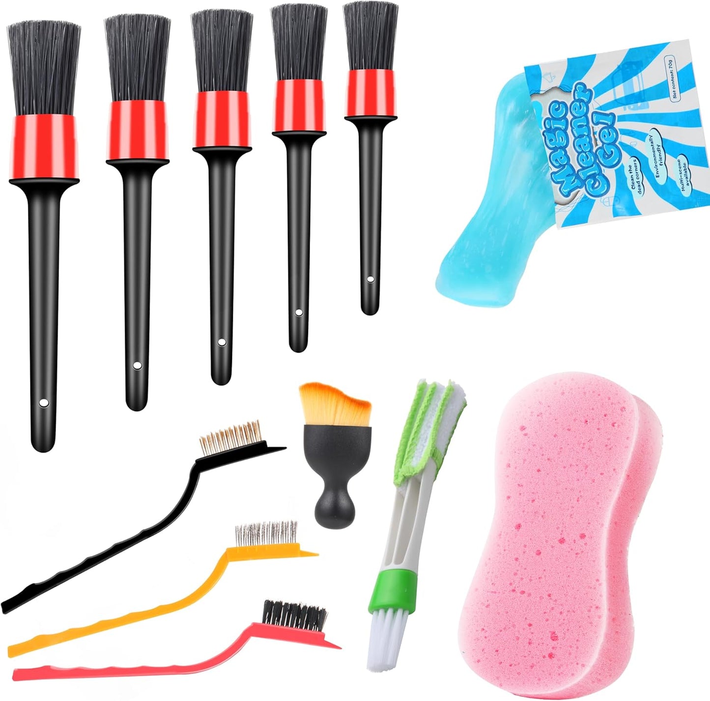 Yungeln 12Pcs Car Interior Detailing Brush Set