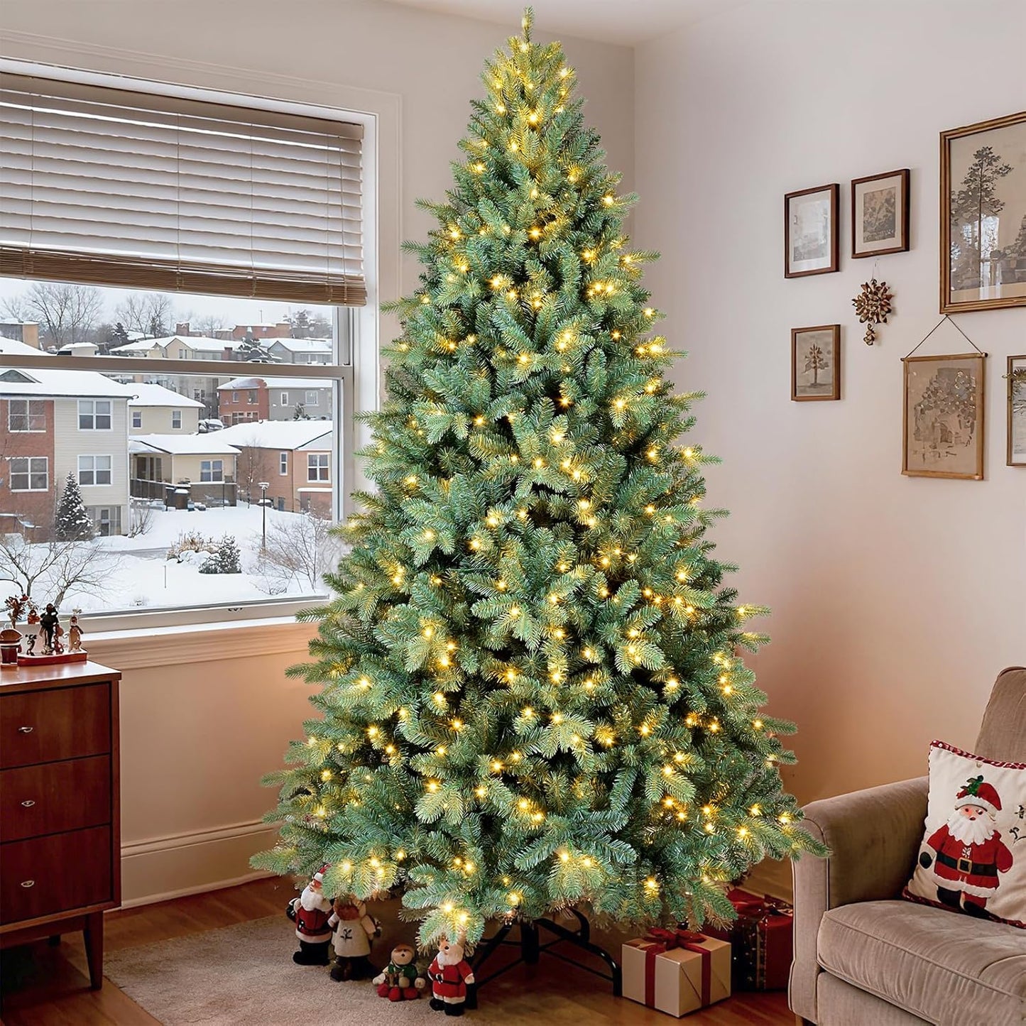 6 Ft Pre-Lit Artificial Christmas Tree with 350 LED Lights