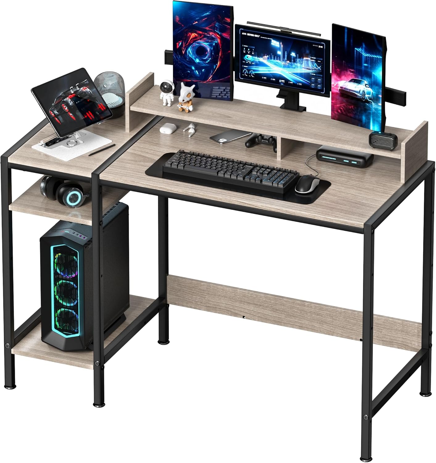 Computer Desk - 47 Gaming Desk with Adjustable Storage Space
