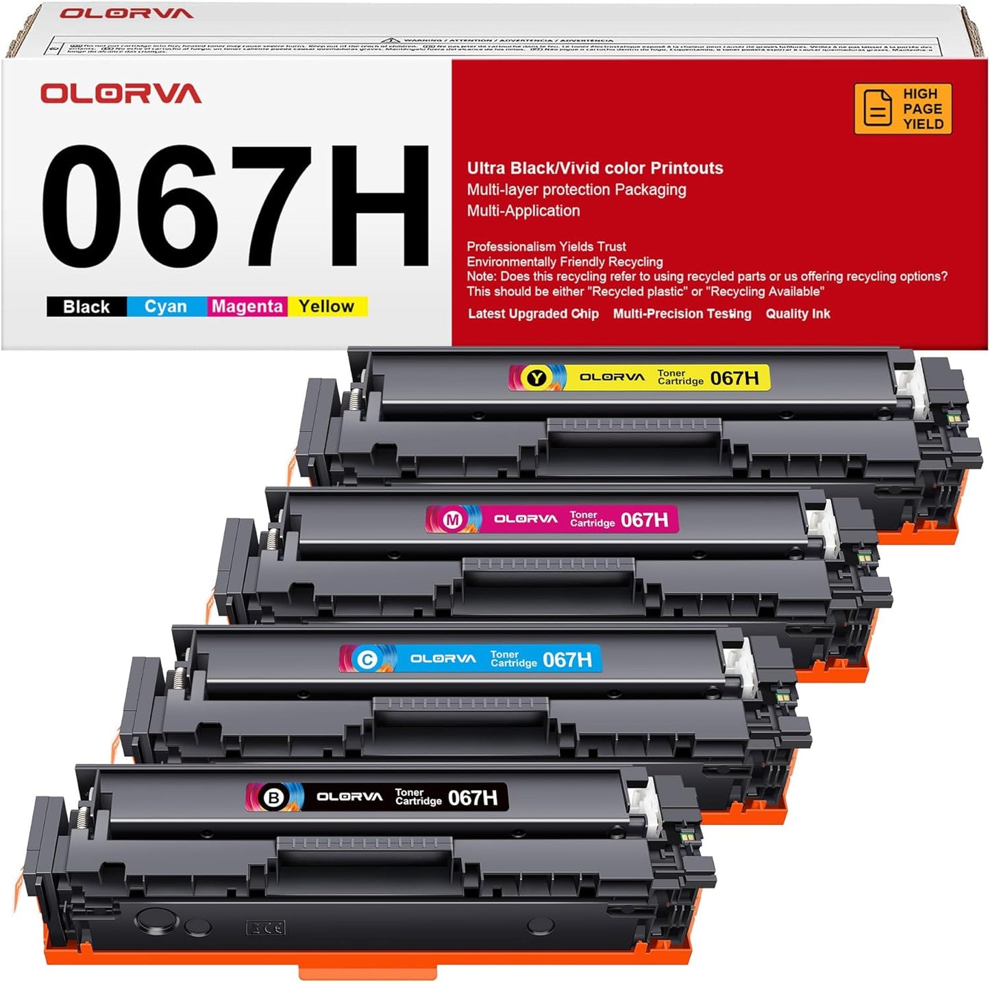 High Yield 067H Toner Cartridge Set for Canon Printers - 4 Pack