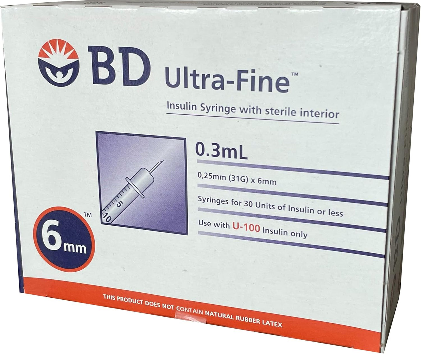 BD Ultra-Fine Insulin Syringes 31G 3/10cc 6mm for Comfort