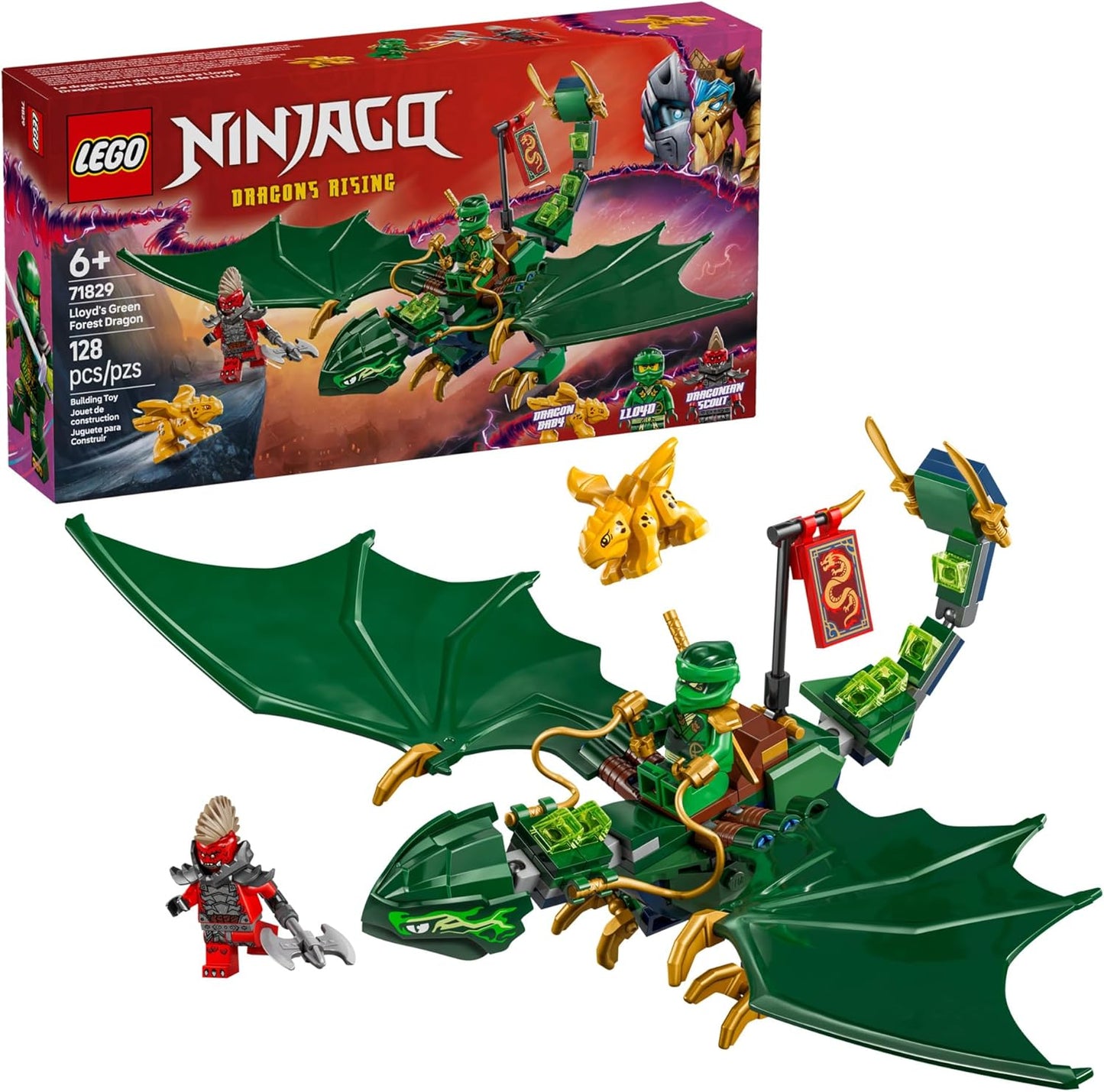 LEGO NINJAGO Green Forest Dragon - Imaginative Play for Ages 6+ - Dragon Figurine with Minifigures - Perfect Birthday Gift!