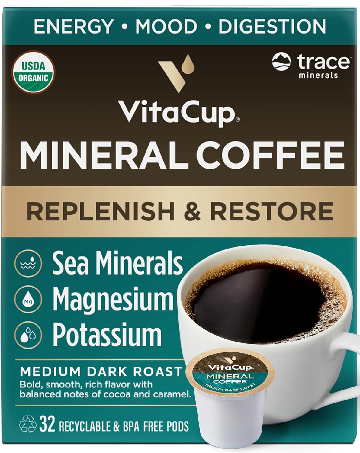VitaCup Mineral Coffee Pods for Hydration and Energy Boost