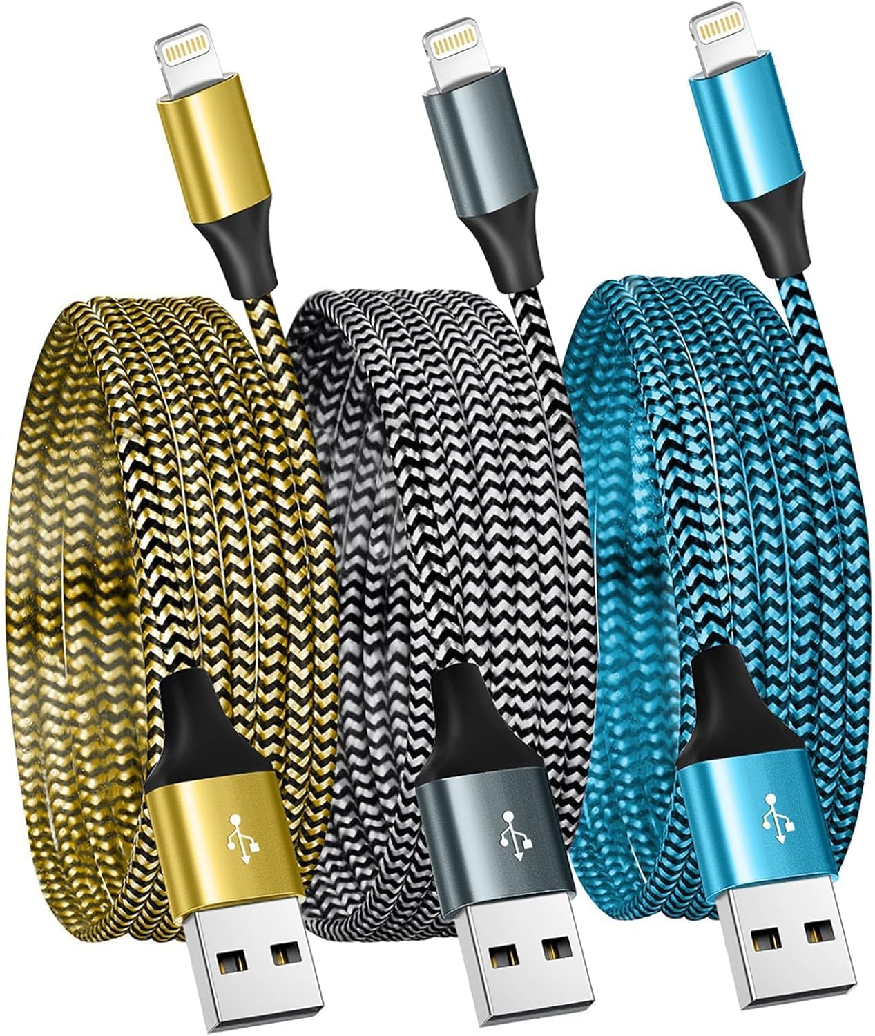 Fast Charge iPhone 3 Pack 6FT Lightning Cable - MFi Certified