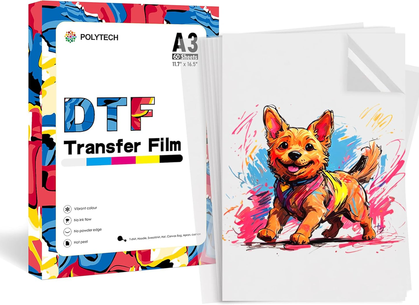 Polytech DTF Transfer Film - Vibrant DIY T-Shirt Transfers