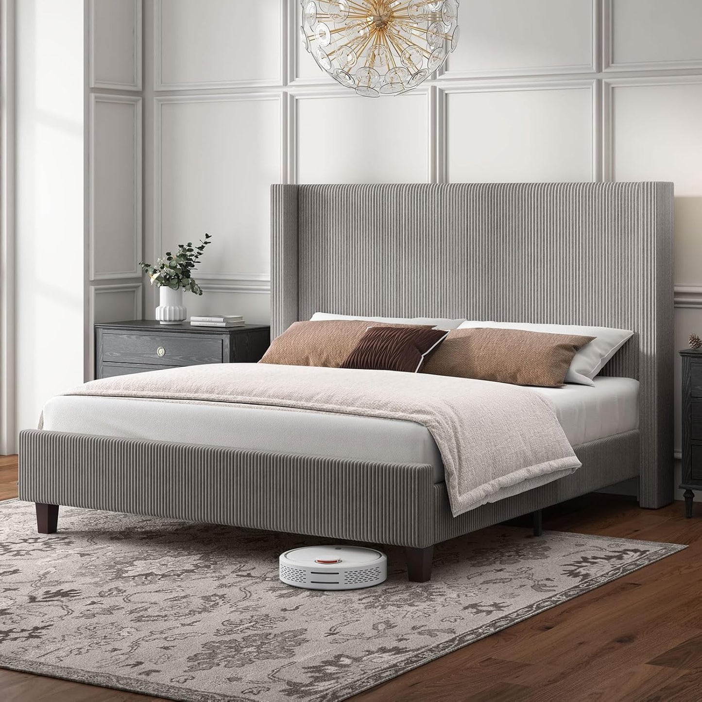Elegant HOWE Queen Size Upholstered Platform Bed Frame for Comfort